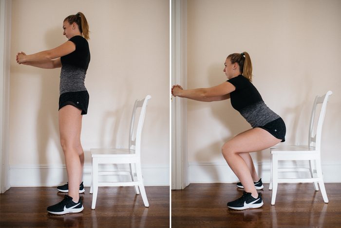 chair squat at home workout