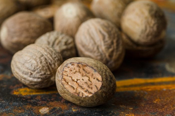 close up of nutmeg
