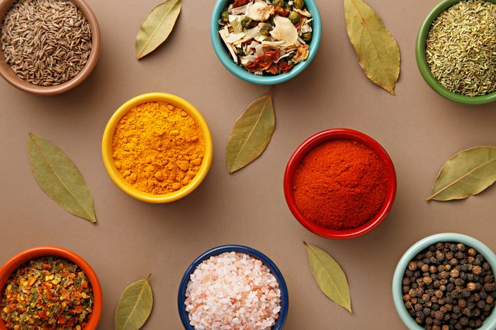 bowls of herbs and spices that are healthy
