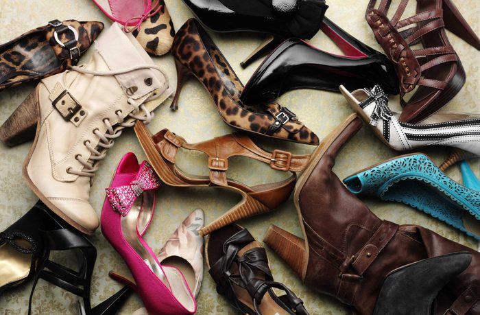 A bunch of high-heeled shoes of all kinds