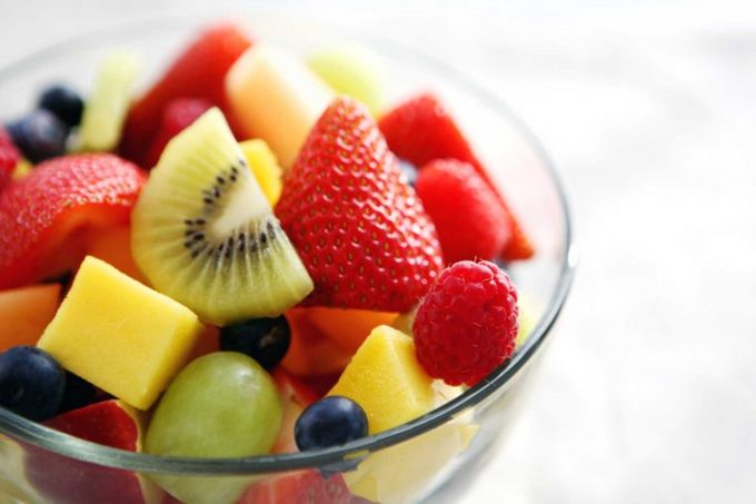 Bowl of fruit (strawberries, grapes, blueberries) for diabetics.