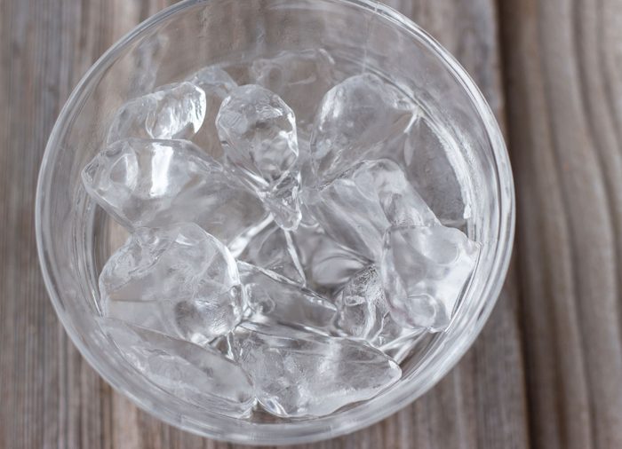 glass bowl full of ice