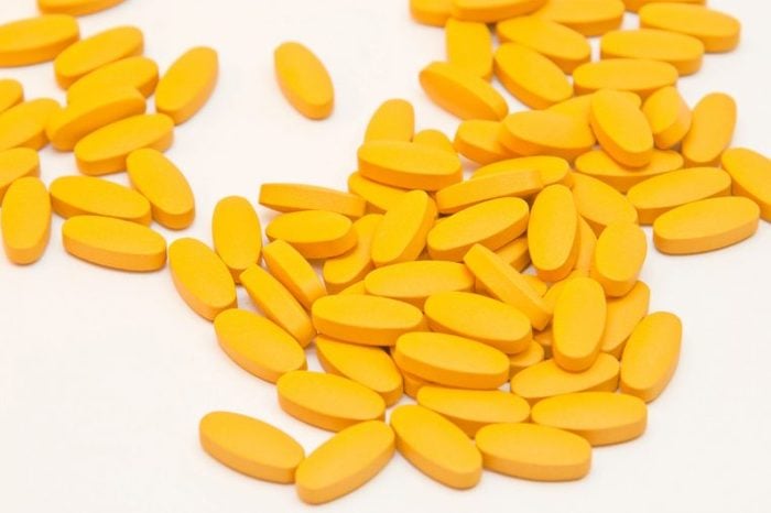 yellow tablets on a white background