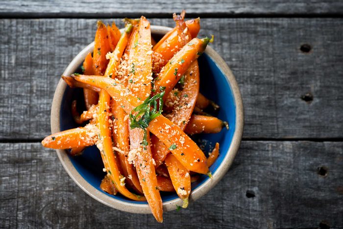 seasoned strips of carrots in a bowl