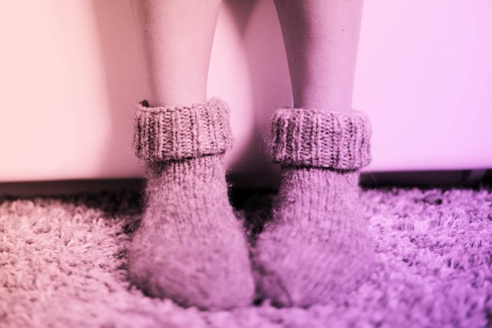 person wearing cozy winter socks