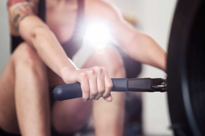 woman on a rowing machine