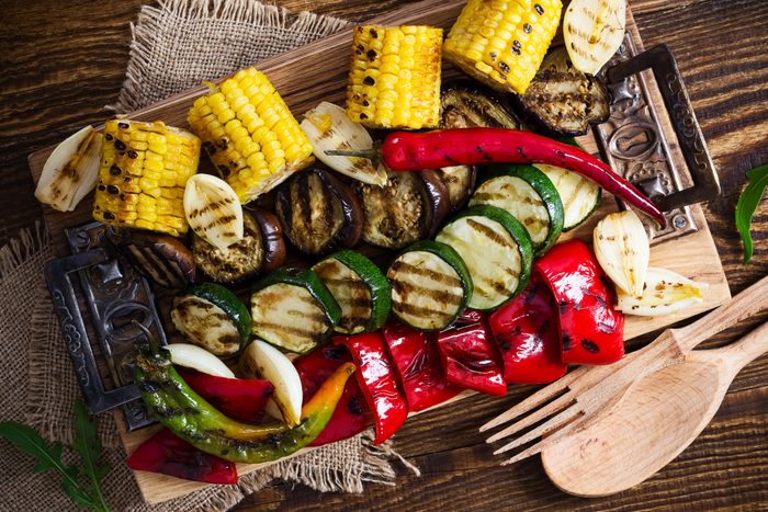 grilled vegetables shot from above