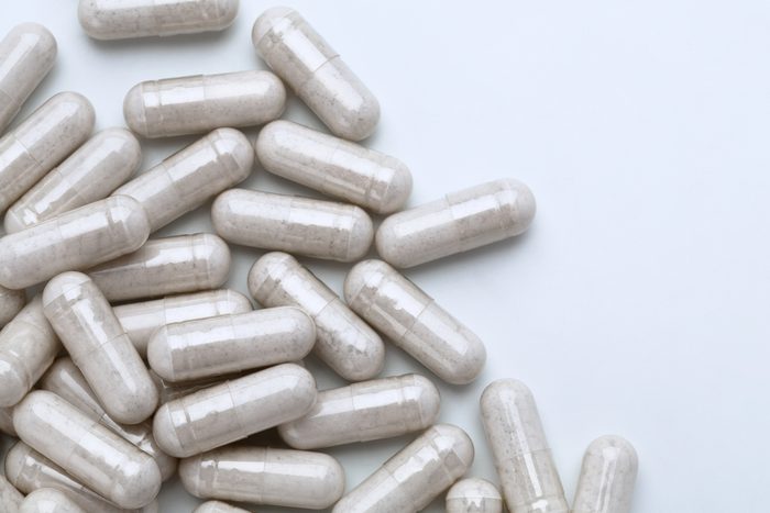 capsule pills on white background