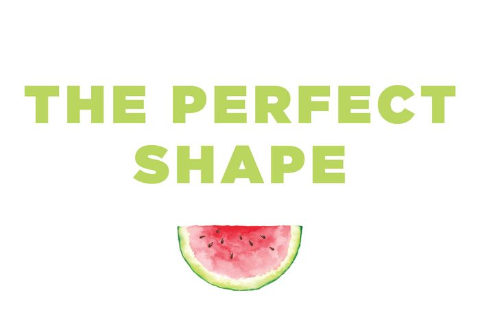Illustration of a watermelon slice with text: "the perfect shape".