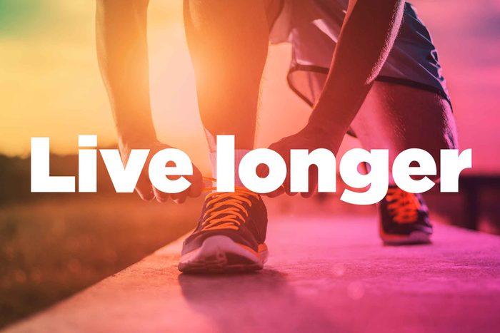 Text on background image of runner: "Live longer."