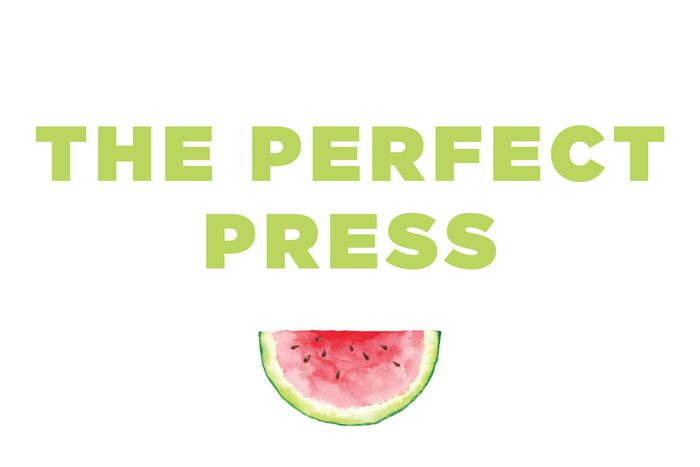 Words "The Perfect Press" over a watermelon slice