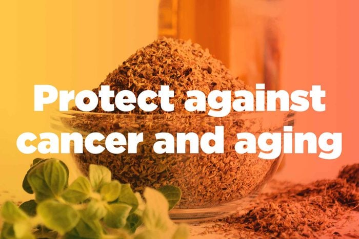 graphic saying "Protect against cancer and aging"
