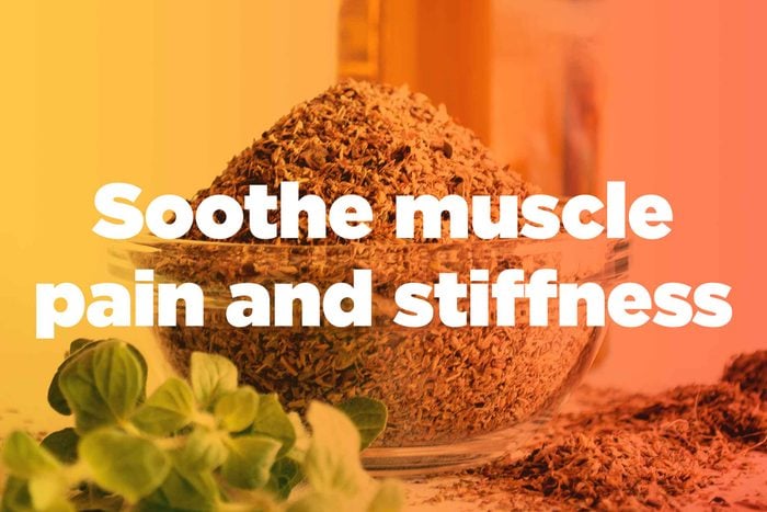 graphic saying "Soothe muscle pain and stiffness"
