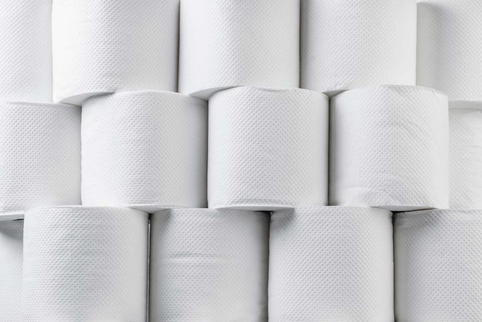 stacks of toilet paper rolls