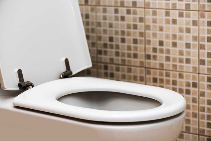 toilet with lid up