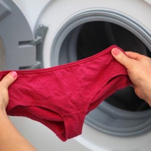 taking underwear out of the wash