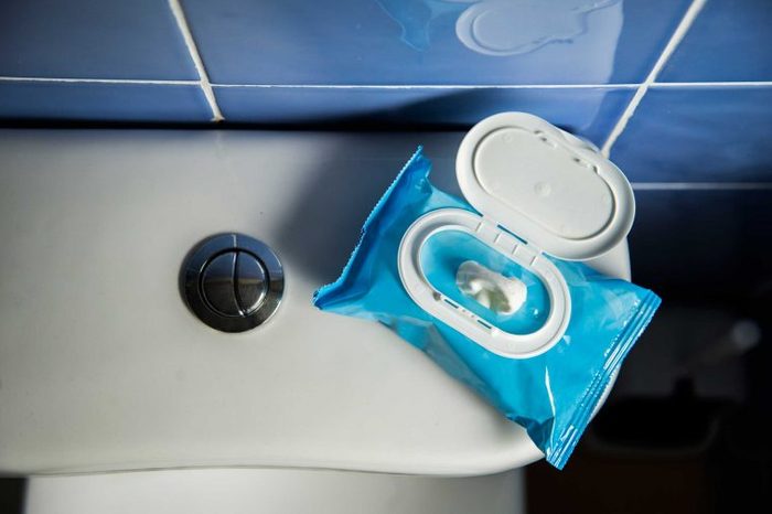 wipes on top of toilet