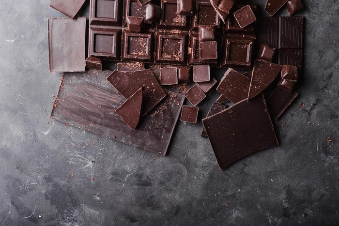 Different sized squares of chocolate