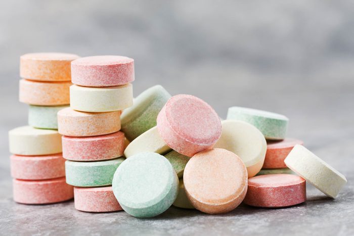 multi-colored antacid pills