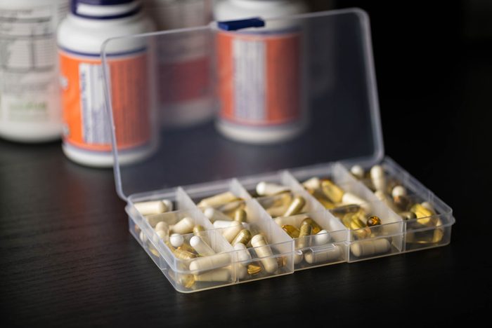 pills in pill organizer