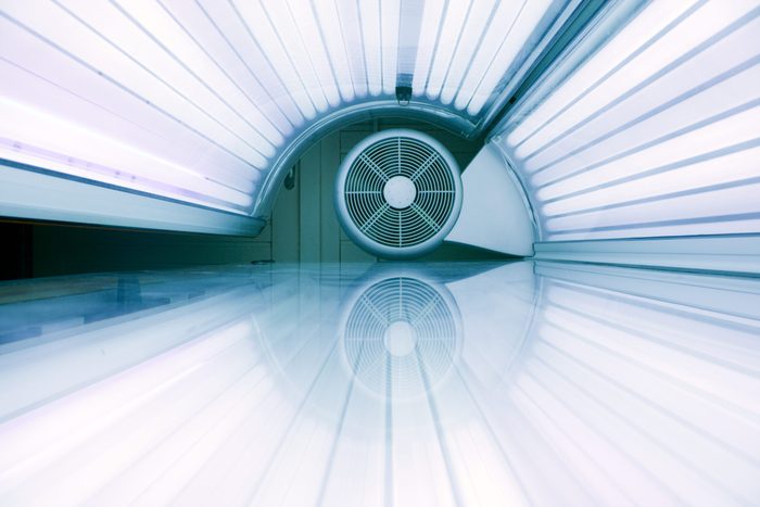 inside a tanning bed