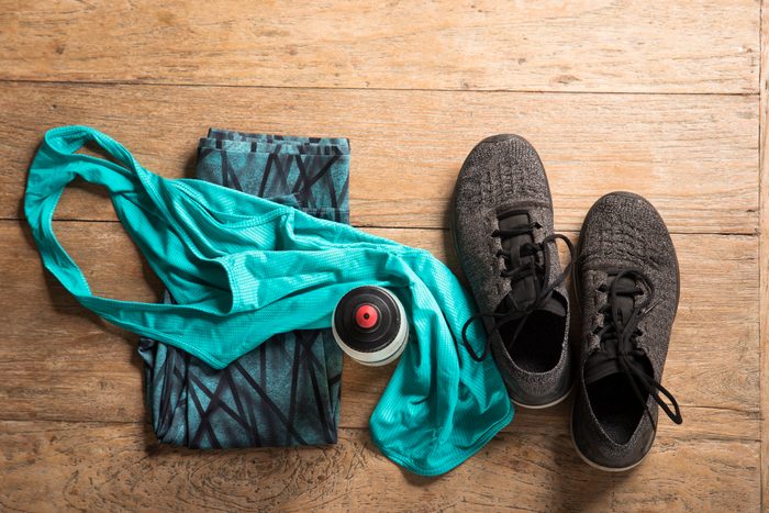 workout clothes flat lay image shot from above