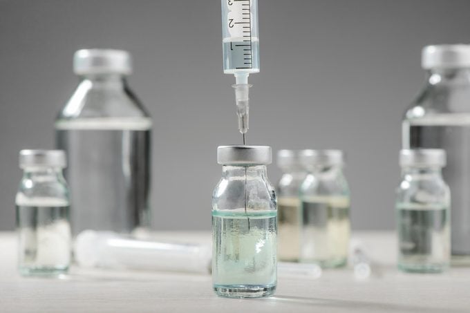 insulin injection: needle in a bottle