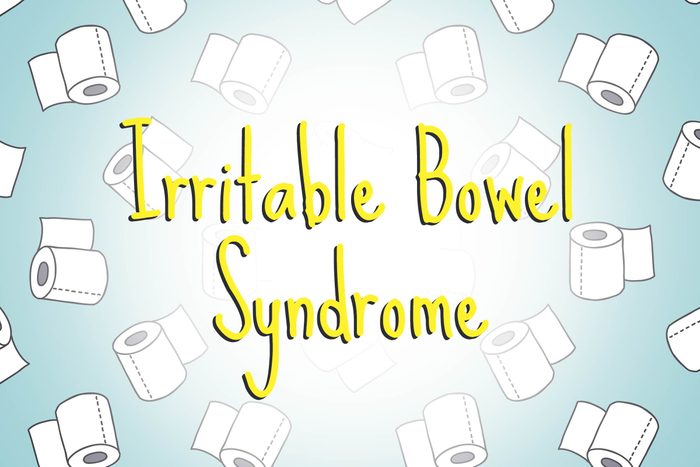 illustration of toilet paper rolls with words irritable bowel syndrome