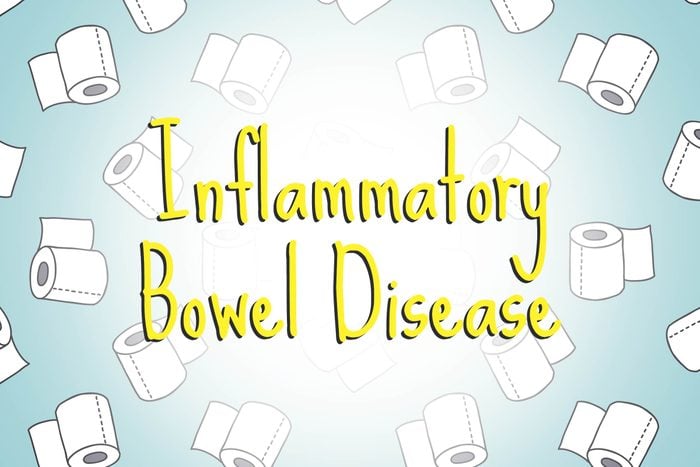 illustration of toilet paper with words inflammatory bowel disesae