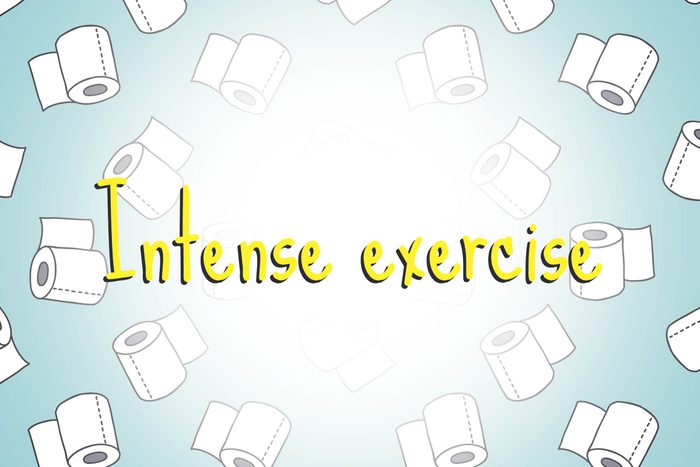 illustration of toilet paper rolls with words intense exercise
