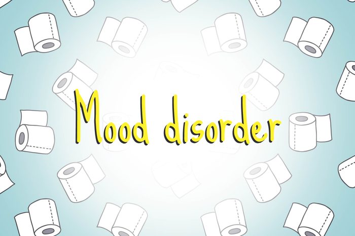 illustration of toilet paper rolls with words mood disorder