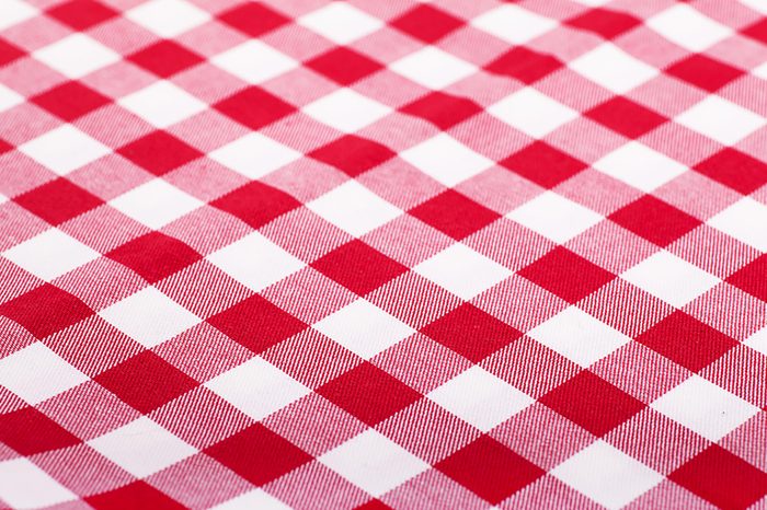 red-checked tablecloth