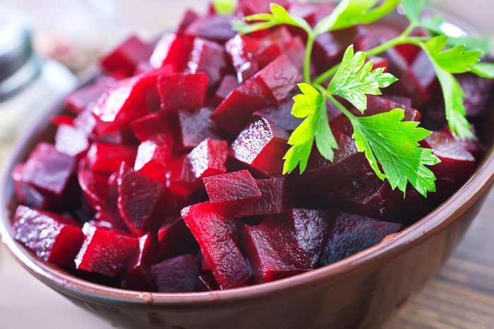 A bowl of cooked beets.