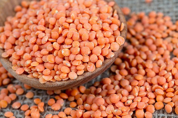 Bowl of red lentils.