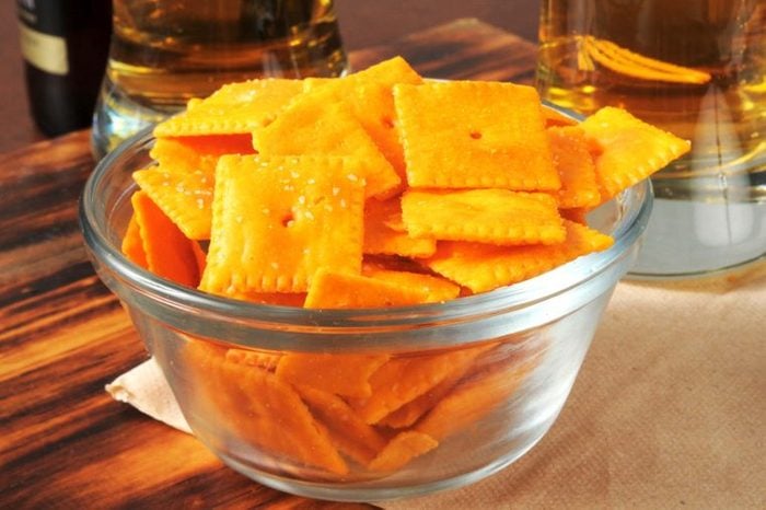 Bowl of bite-size cheese crackers