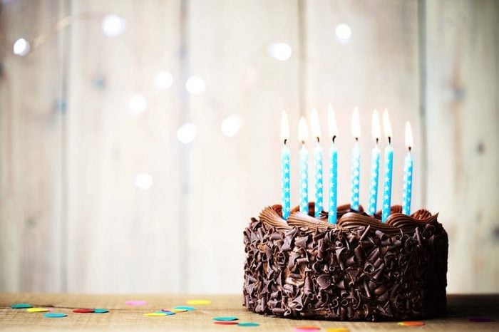 chocolate cake with birthday candles