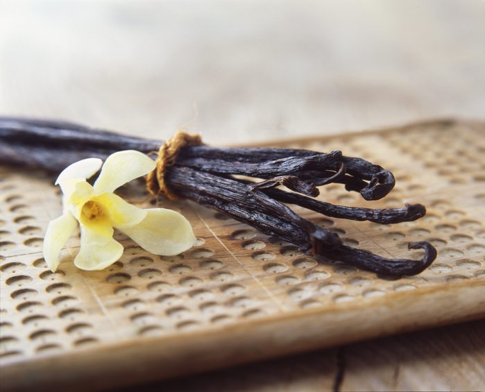 vanilla beans and flower close up
