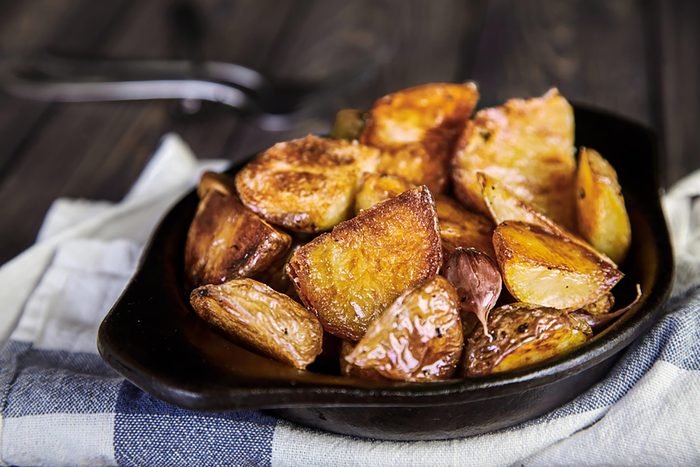 roasted potatoes in a skillet