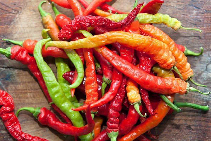 green and red hot peppers