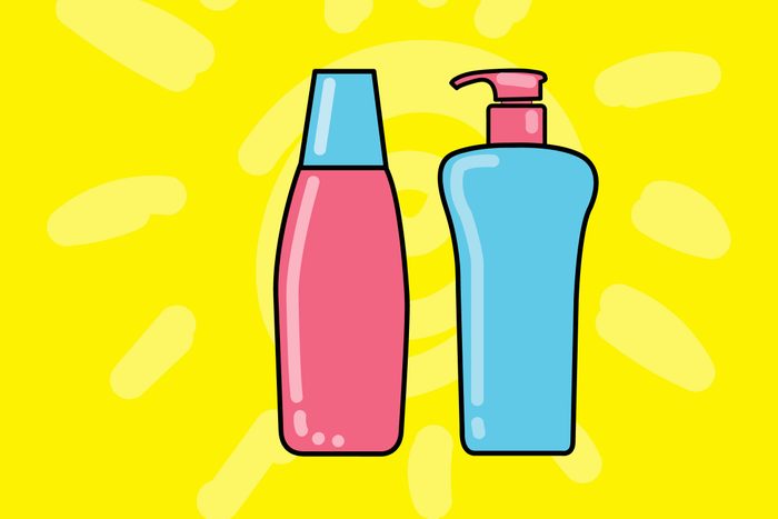 illustration of two hair care bottles