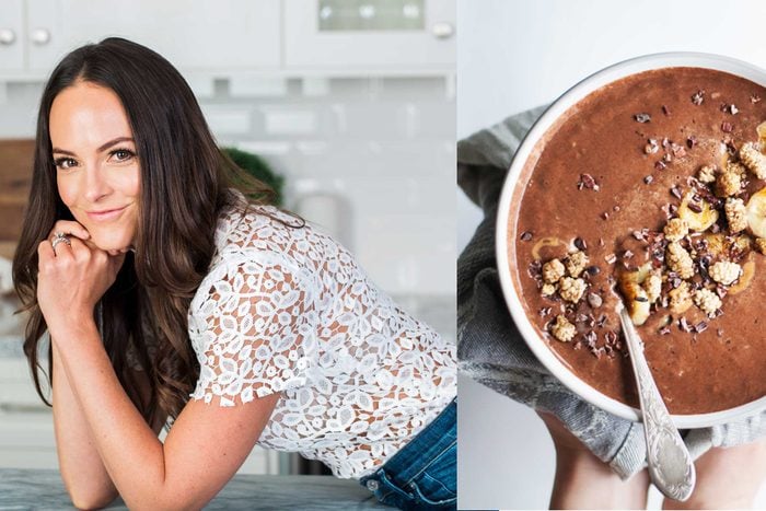 Kelly LeVeque and chocolate collagen protein and granola