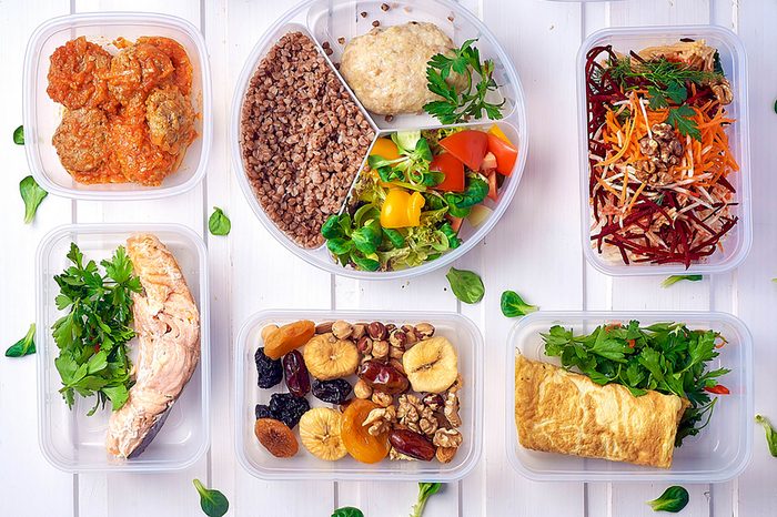 different types of healthy dishes in plastic containers