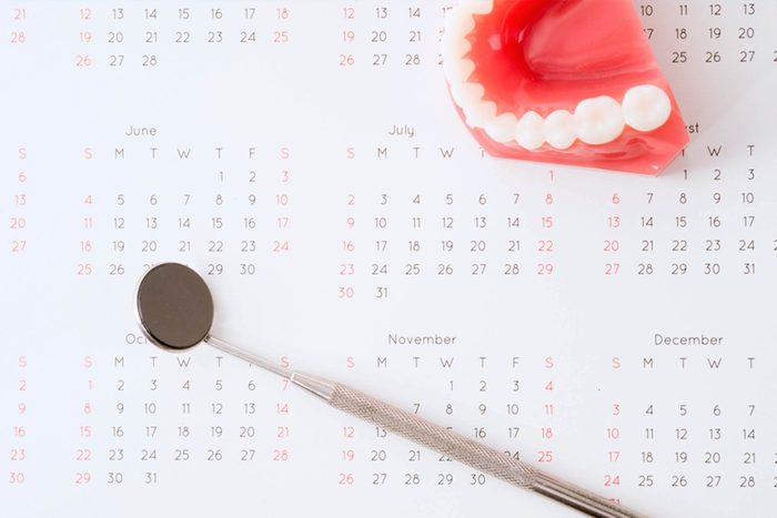 calendar and fake teeth
