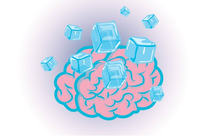 Graphic of human brain with ice cubes