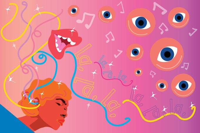 Illustration of woman with synesthesia