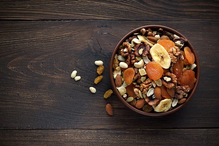 bowl of nuts and dried fruit