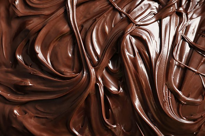 close up of swirled melted chocolate 