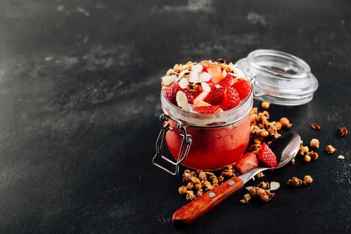 strawberries and granola over Greek yogurt
