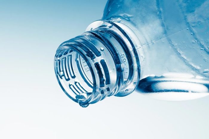 closeup of plastic water bottle 