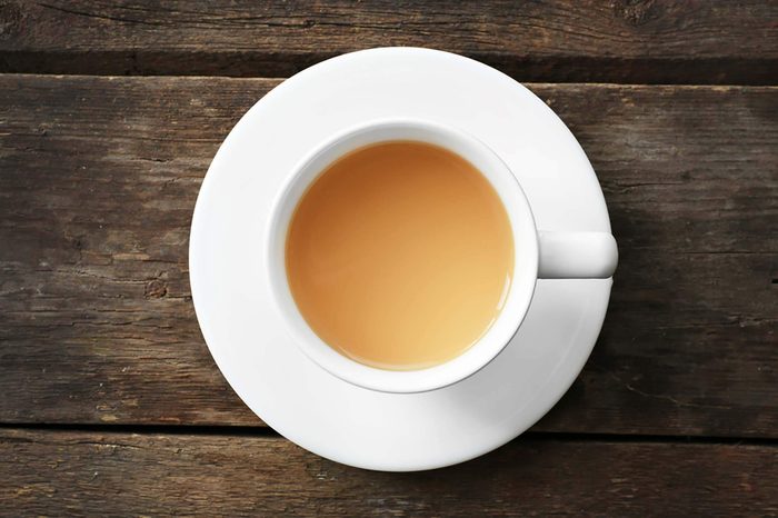 Cup of tea in a white cup.